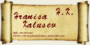 Hraniša Kalušev vizit kartica